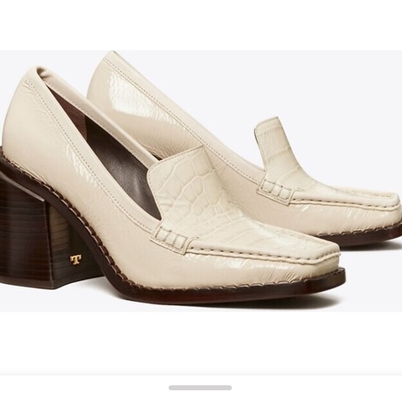 Tory Burch Shoes - Tory Burch 70s Square Heeled Loafer Croc Embossed